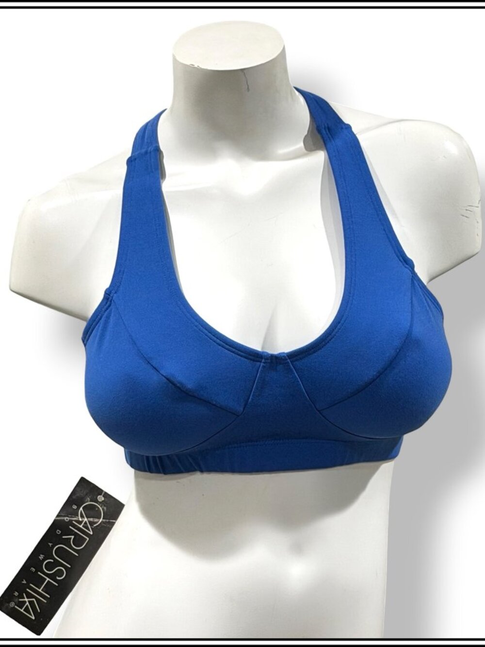 CARUSHKA Bodywear Y2K Racerback Sports Bra - Blue ("Lake") / Size L / NWT
